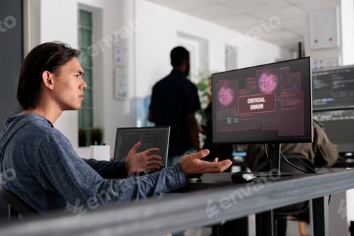 Preview: Web developer doing i don t know gesture while having web server hacked
