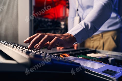 Preview: Professional IT technician setting up network server