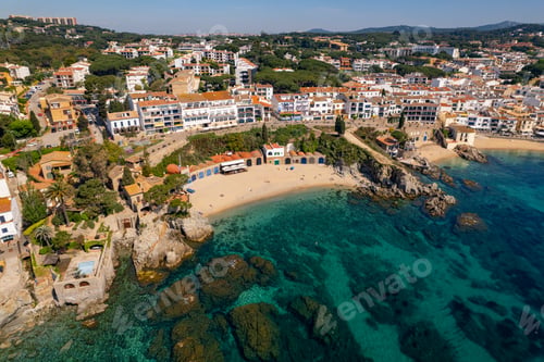 Preview: Aerial view of the beautiful and charming village of Calella de Palafrugell in Catalonia
