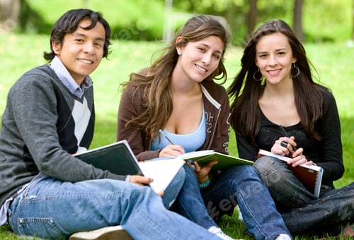 Preview: College Or University Students Studying Outdoors
