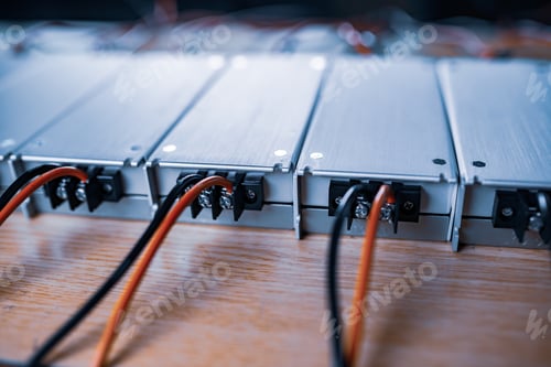 Preview: Close-up metal AC-DC power supply with wires