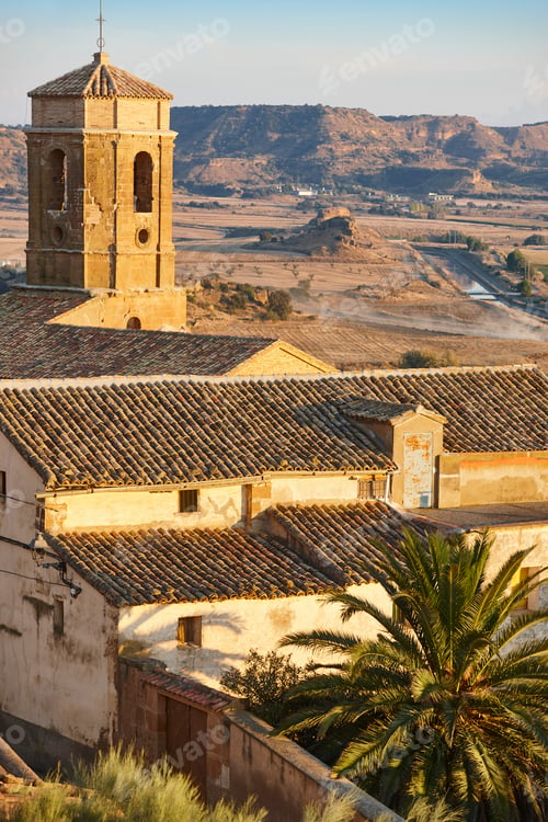 Preview: Traditional village of Piraces. Los Monegros. Huesca, Aragon. Spain