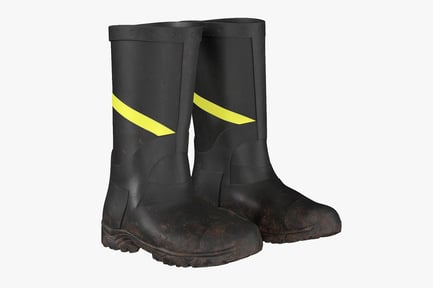 Preview: Rubber Firefighter Boots with Yellow Stripes