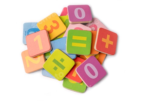 Preview: Math number colorful on white background, education study mathematics learning teach concept.