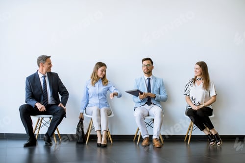 Preview: People sitting in the waiting room before an interview