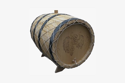 Preview: Wooden barrel with eagle illustration and metal mesh