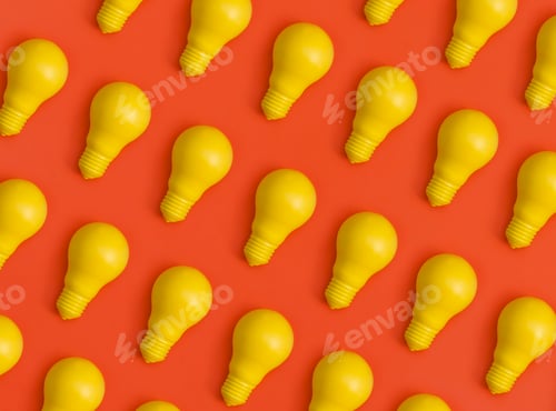 Preview: Light bulb on red background. Idea concept