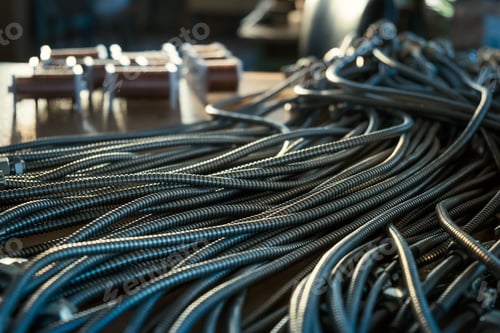 Preview: Huge bunch of metal flexible shield tubes with nuts
