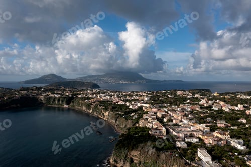 Preview: Aerial view of colourful fishermen's houses, on Procida Island, Bay of Naples, Italy.