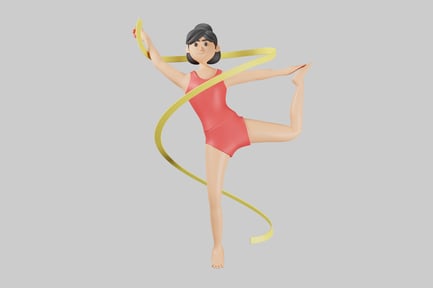Preview: Gymnast with ribbon cartoon