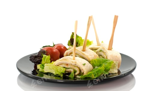 Preview: Fresh Pinwheel Sandwiches with Lettuce and Cherry Tomatoes