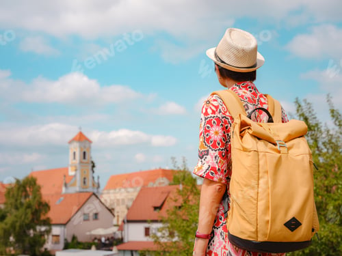 Preview: Woman Walking Through the Historic Center of Varazdin