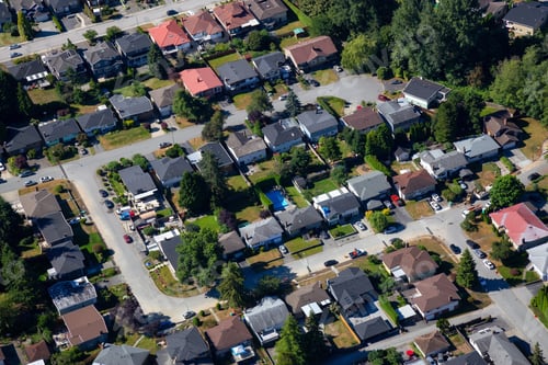 Preview: Aerial view of the residential homes in a suburban neighborhood