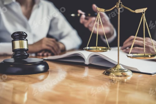 Preview: Male lawyer or Counselor working in courtroom have meeting with client are consultation with