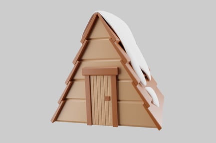 Preview: Small triangular house with snow-covered roof