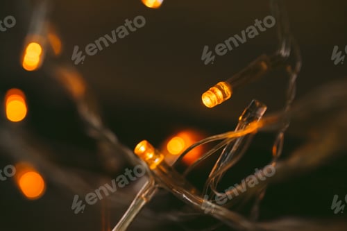 Preview: Bokeh light of holiday garland close up