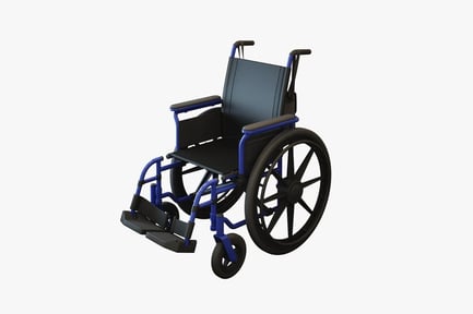 Preview: Manual Wheelchair - Blue Frame, Black Seat & Wheels