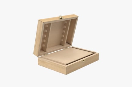 Preview: Wooden Art Storage Box with Brush Holders