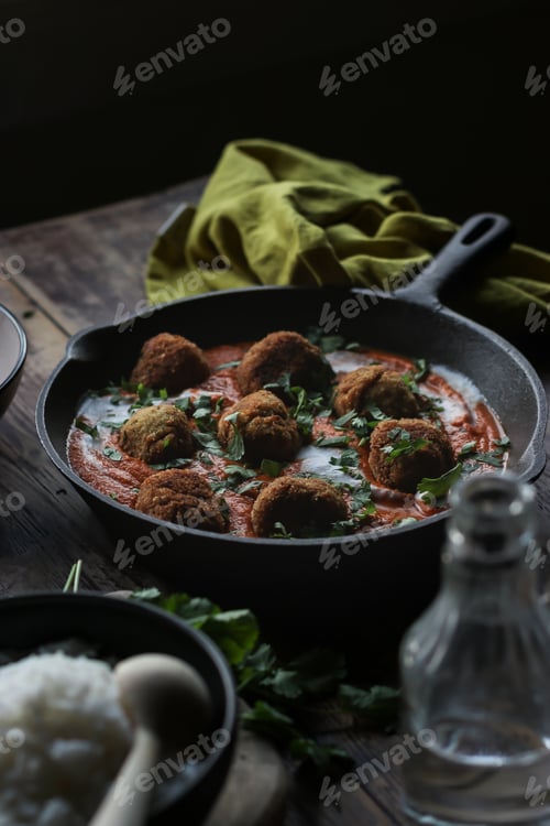 Preview: pan with cauliflower and quinoa meat ball and sauce