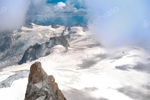 Preview: Climbers traverse mountain ridges and rocks near Montblanc.