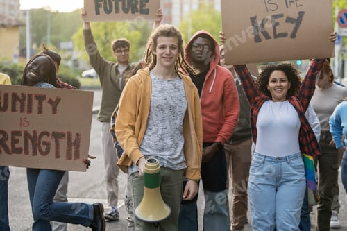 Preview: Diverse youth activists rally for unity and future: multicultural protest for social change