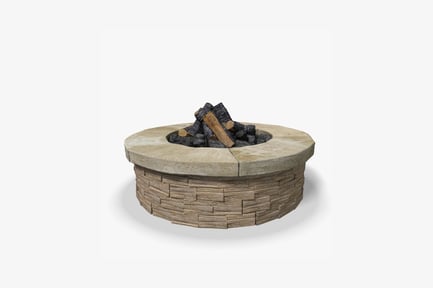Preview: Circular stone fire pit with firewood