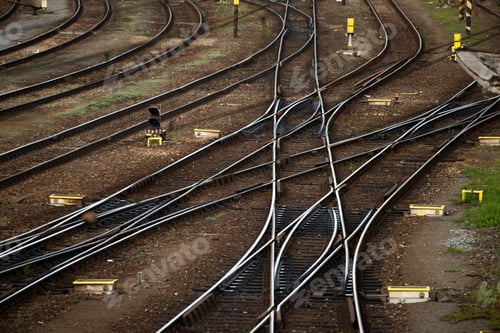 Preview: Closeup shot of intersecting railroad tracks
