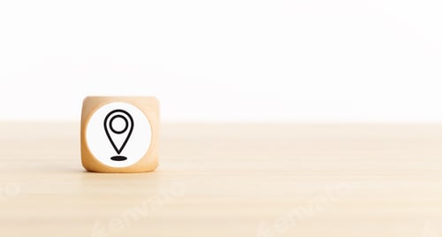 Preview: Pin Location Icon on wooden block