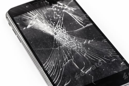 Preview: Mobile phone with broken screen . creative photo