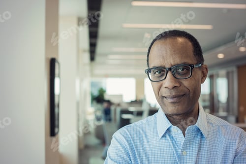 Preview: Afro American man in office, portrait
