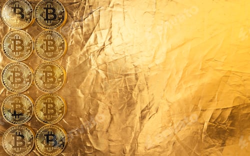 Preview: gold bitcoin on gold background