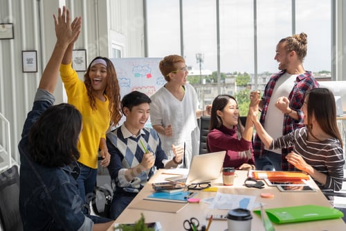 Preview: Group Of Asian and Multiethnic Business people with casual suit working