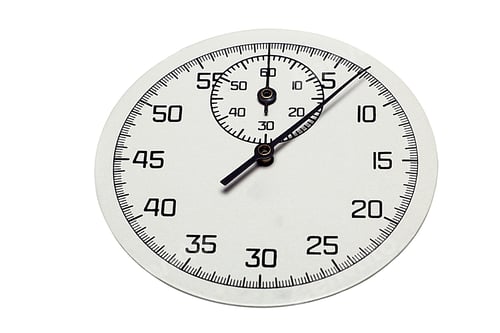 Preview: The image of a dial of a stop watch counting the seconds, isolated, on a white background