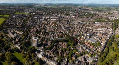 Preview: Aerial view of the Victorian architecture of Harrogate Town centre and The Stray public park