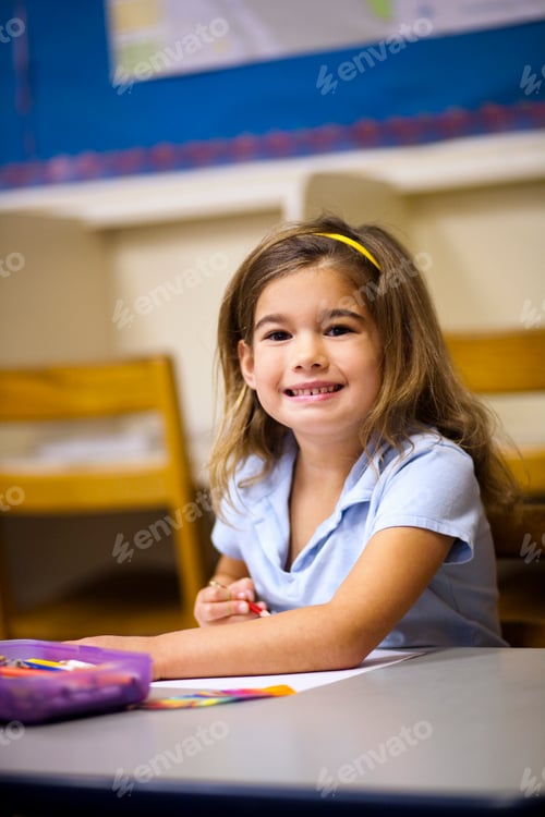 Preview: Girl smiling in classroom