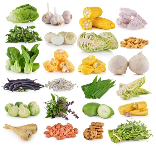 Preview: vegetable and grians on white background