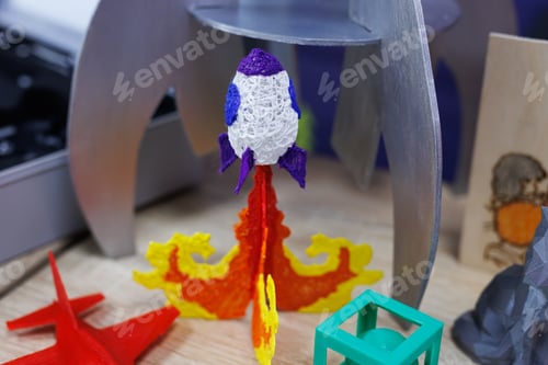 Preview: 3d model of a rocket made of plastic.