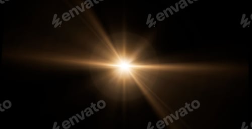 Preview: Golden light beams shining on black background