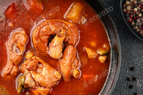 Preview: Tomato meat soup vegetable goulash fresh tasty food dish delicious gourmet food background