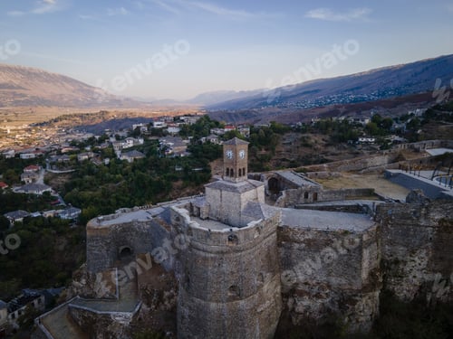 Preview: A view from the castle towards the center of the city of Gjirokaster, Albania in summertime