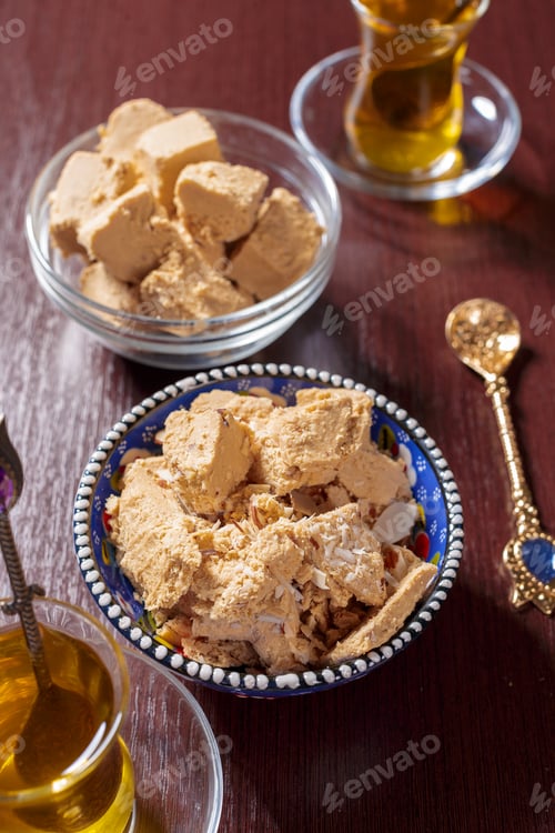 Preview: Tasty halva with tea on the table