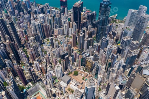 Preview: Central, Hong Kong 25 August 2020: Top view of Hong Kong city