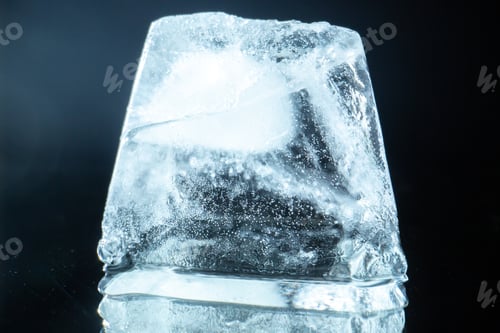 Preview: Front view of large white ice on dark wave background with free space