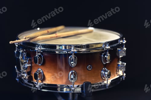 Preview: Drum close-up. Drumsticks with a drum.