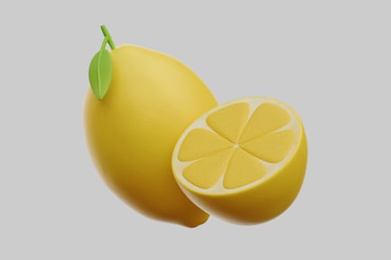 Preview: Fresh yellow lemon and half