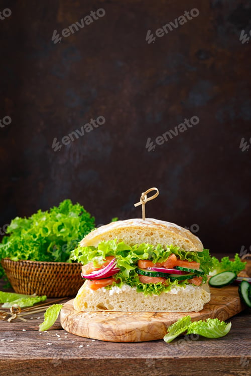 Preview: Sandwiches with homemade ciabatta bread, salted salmon