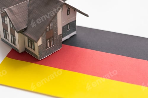 Preview: Small house on a flag - Living or migrating to Germany