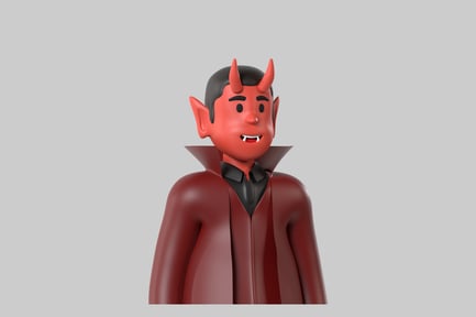 Preview: Cartoon devil character in cape