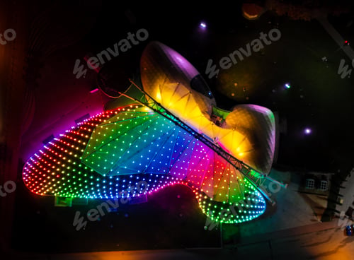 Preview: Aerial view night shot with drone of Tropical Butterfly Garden. Konya - Turkey