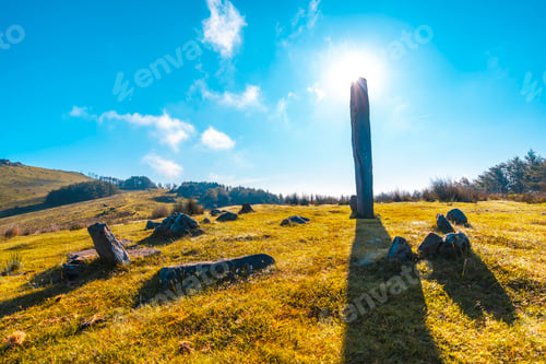 Preview: Prehistoric dolmen at dawn on top of Monte Adarra in Urnieta